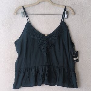 Lucky‎ Brand Womens Blue Lace Peplum Cropped Tank Top Size M